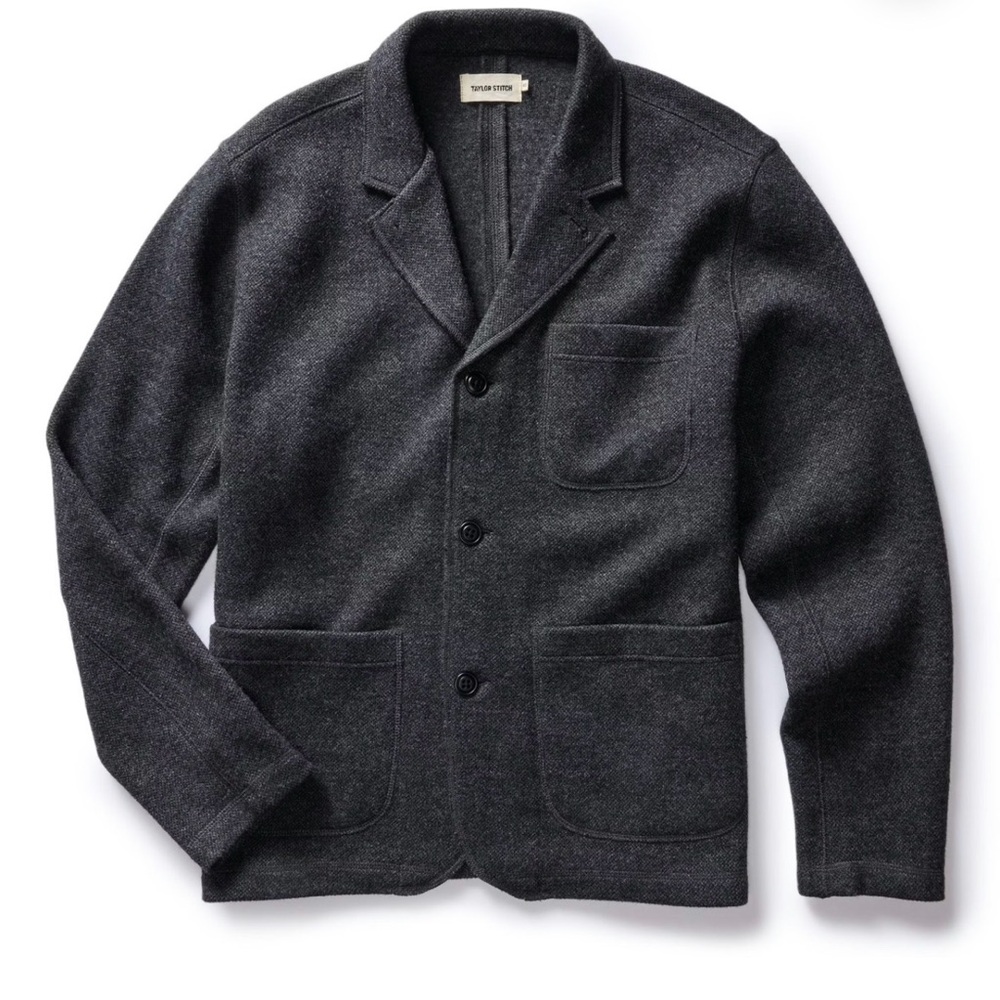 Taylor Stitch Like-New Charcoal Knit Ridgewood Cardigan Blazer